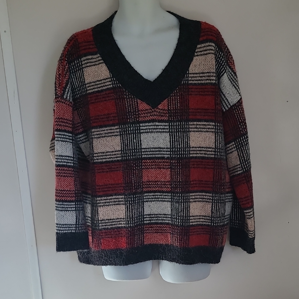 Natural Reflections Red and Black Knit Sweater